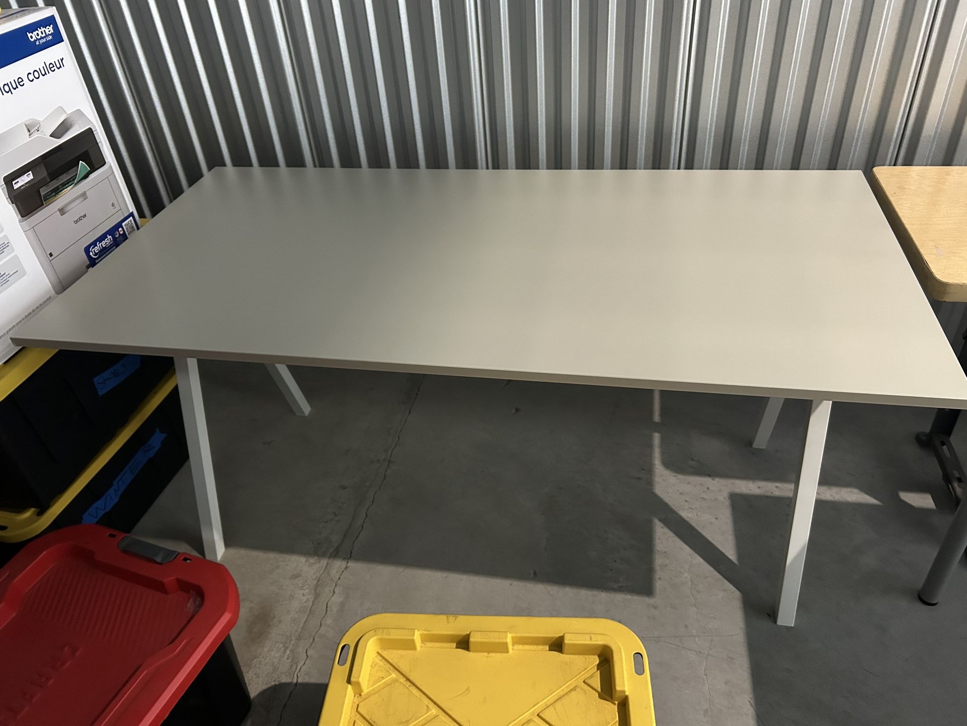 IKEA TROTTEN Desk, beige/white, 63”x31”x1/2” computer art photography