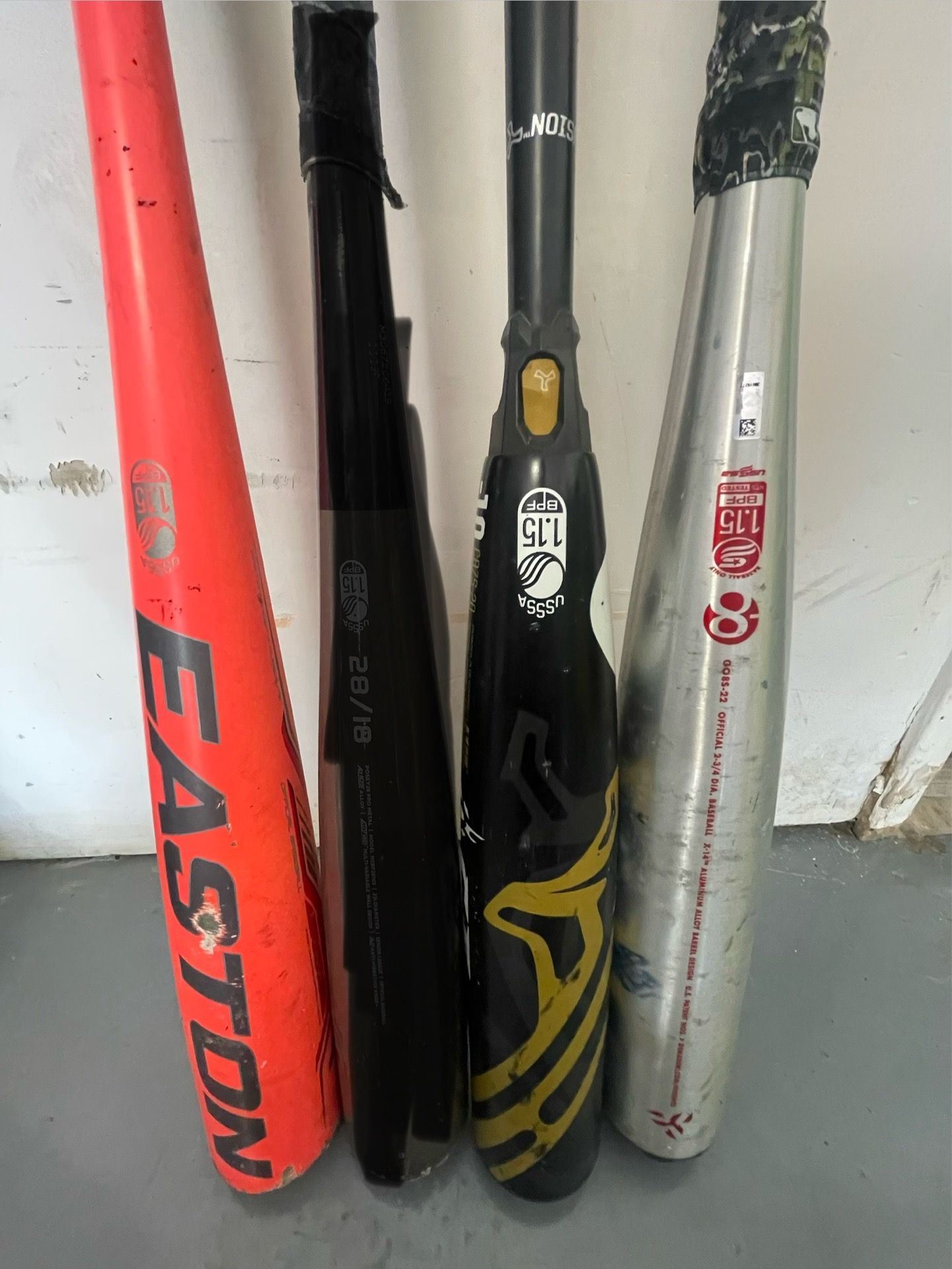 USSSA bats (-12, -10, -8)