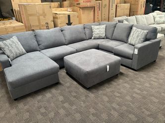 Large slate gray sectional sofa 