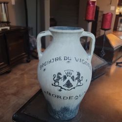 Vintage Ceramic Clay French Vase - 17 Inches Tall