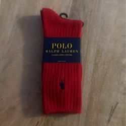 Polo Ralph Lauren Classic Crew Socks Cotton Comfort Stretch Blend Red Pony New