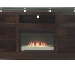 Dark Brown 65 Inch Fireplace Console