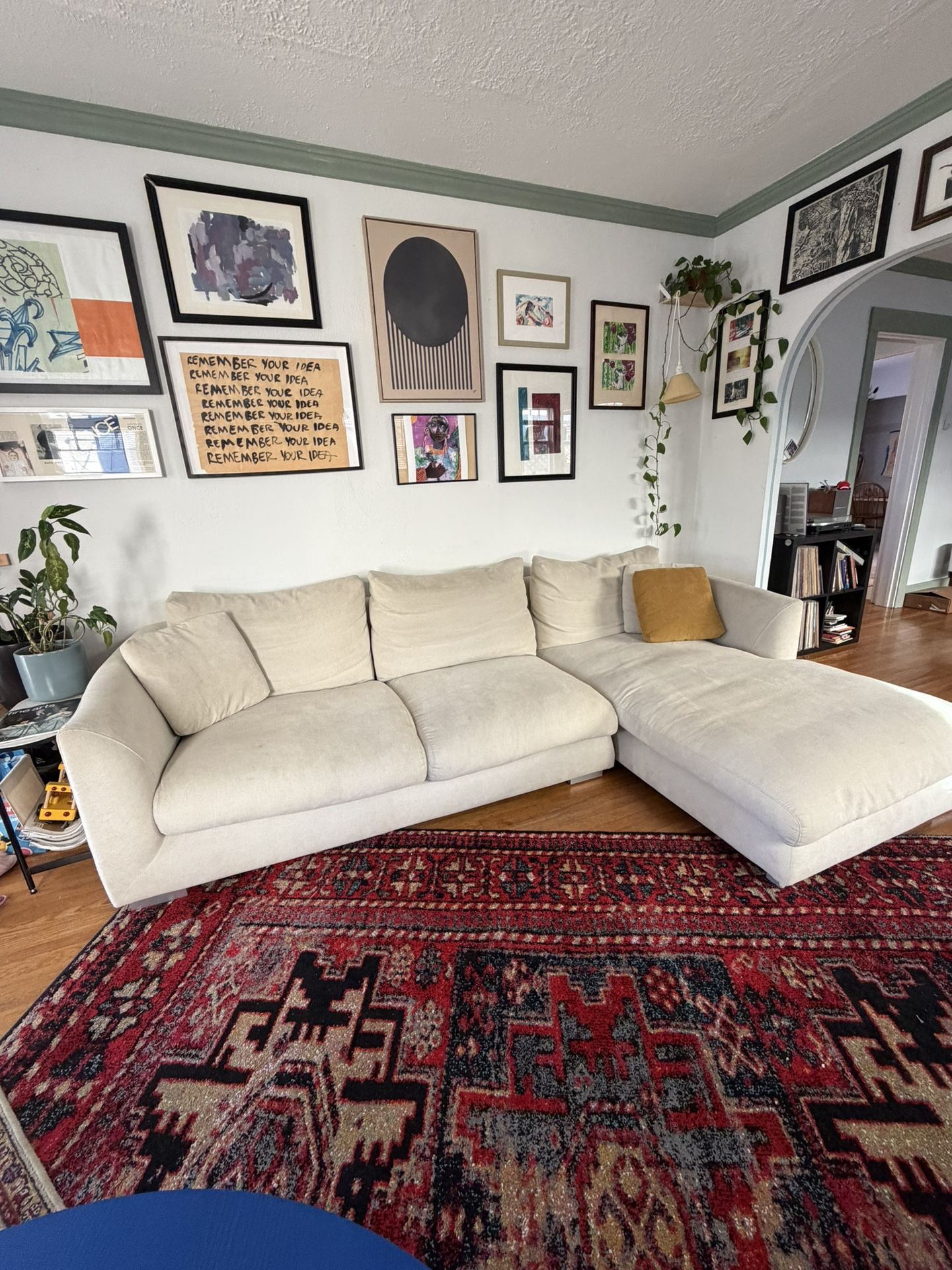 Valyou Feathers Sectional Couch Chaise lounge 110 inches