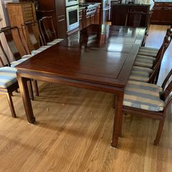 Rosewood Dining Table, Thick Slate Pads, And 6 Chairs