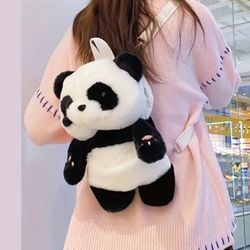 Kawaii Cartoon Panda Doll Plush Shaped Backpack, Stylish Small Storage Travel Backpack For Adults And Kids 🐼💕