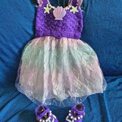 $25 Vestidos tejidos para niña incluye zapatitos y diadema