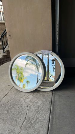  Modern White Hanging Mirrors Set Of 2