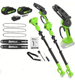 2 IN 1 Electric Pole Saw Brushless 21V Battery Chainsaw Cordless with Rotatable Pole 15FT Max Reach