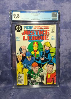 Justice League #1 1987 CGC 9.8 WP 1st App Of Maxwell Lord