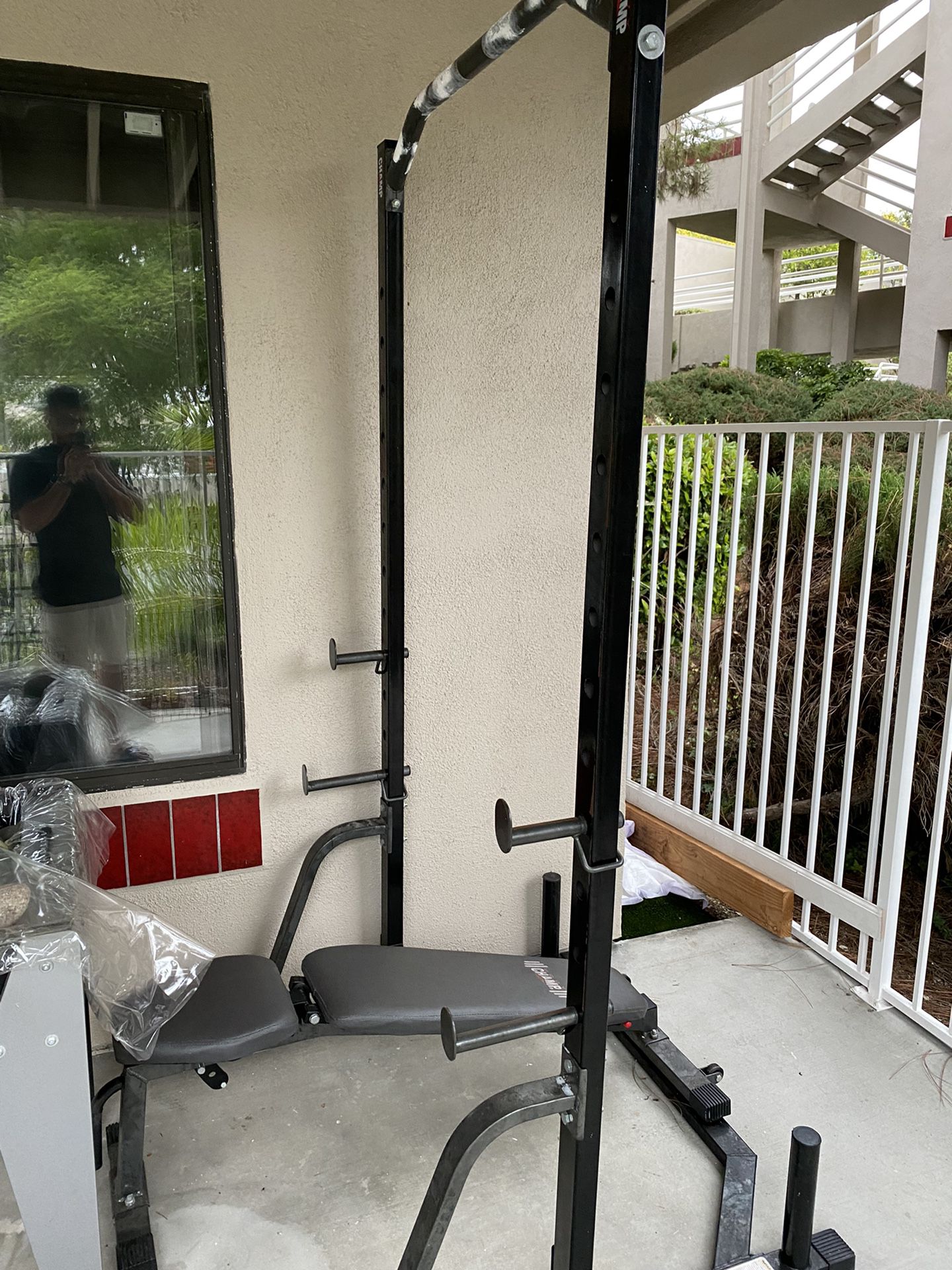 Body Champ  2 Piece Power Squat Rack With Bench And Pull Up 