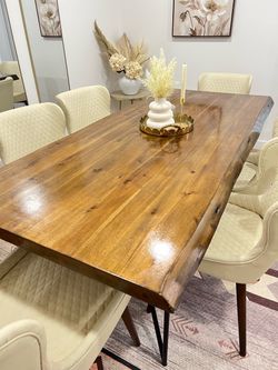 Solid Wood Dining Table with Hairpin Legs
