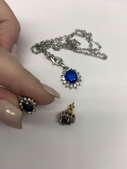 Sapphire And Diamond Necklace And Earrings