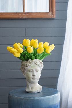 8.7x8.7x14" Victorian Head Bust Visage Cement Vase