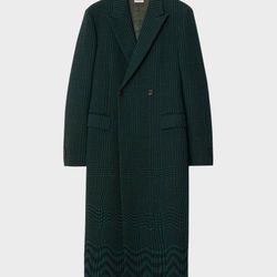 Burberry Men's Double-Breasted Blurry Check Coat