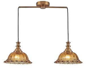 (Brand New in Box)  HDDFL Vintage 2 Light Pendant Light Fixtures Modern Brown Glass Hanging Lighting with Adjustable Cord for Kitchen Island Dining Ro