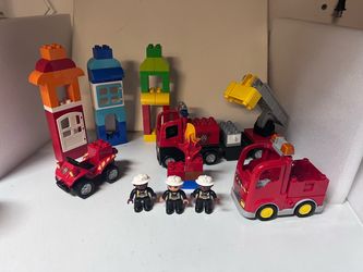 LEGO Duplo  house street Fire Truck & 4 Wheeler No Box Very Nice Lego Set With Firefighters