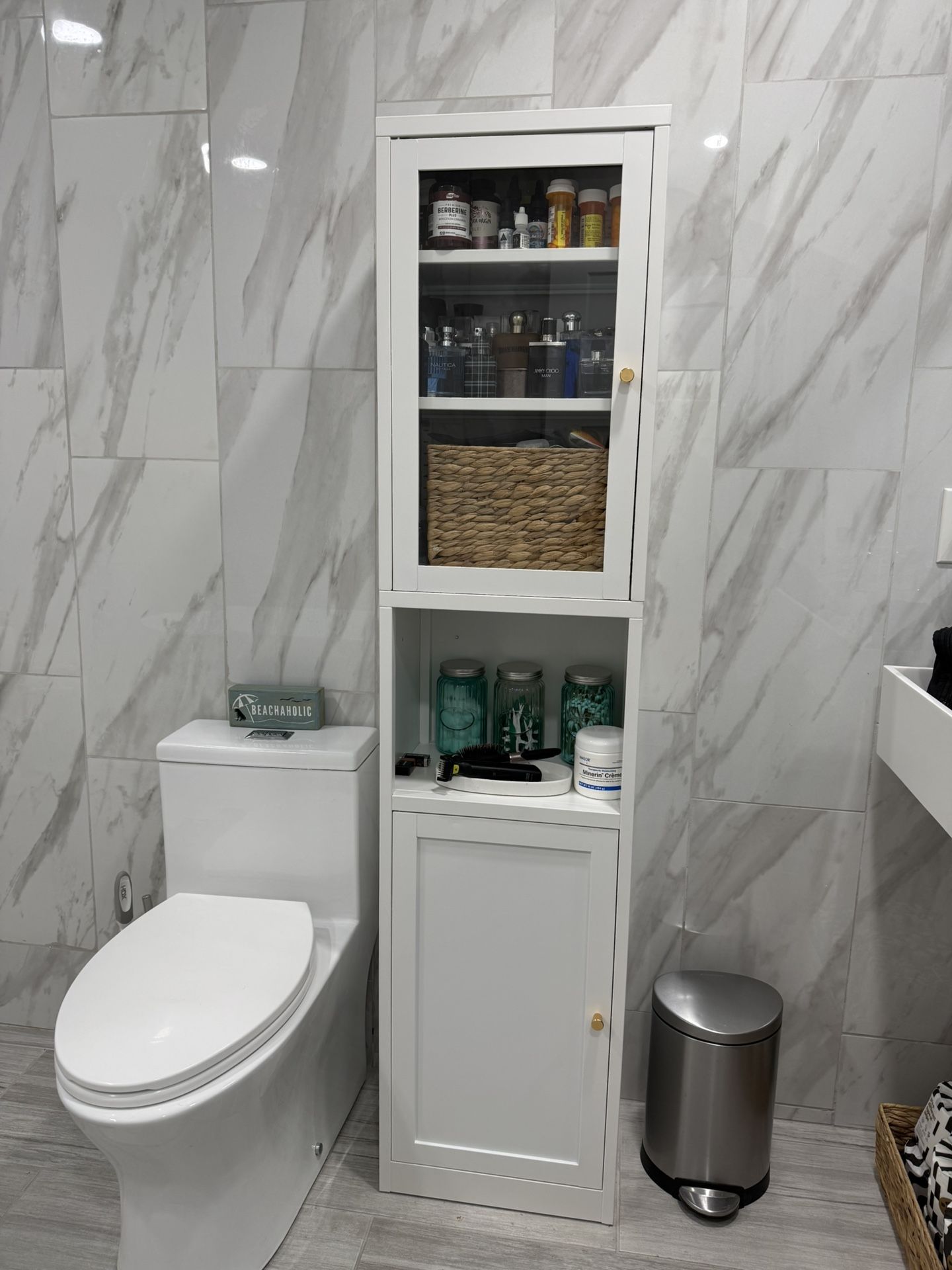 Metal Bathroom Storage Cabinet White