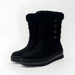 Vittorio D’ Firenze Women’s Black Winter Boots US Size 7 Fur Trim Button NEW