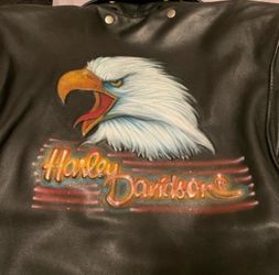 🔥 Rare Find VTG Harley Davidson Hand-Painted Insulated Leather Jacket, Size 48R