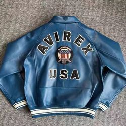 Avirex Leather Jacket Size L 100% Authentic 