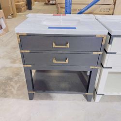 Brand New Black Oak 30" Single Vanity with Marble Top in Gray $469 