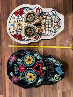 Sugar skull plates 11.5” Dia de los Muertos- Day of the Dead