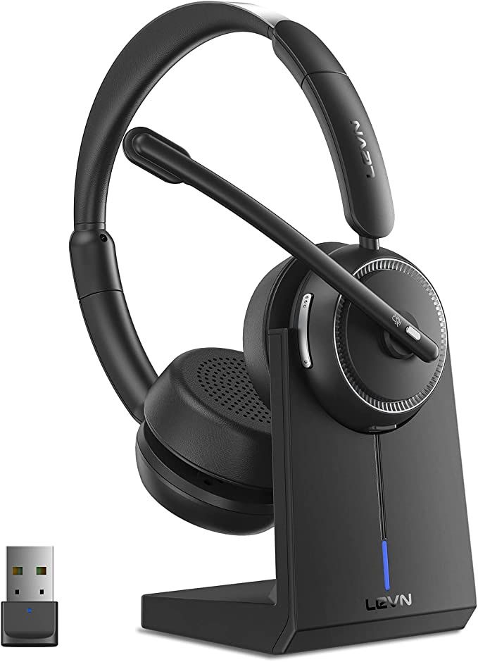Bluetooth Headset with Noise Canceling Microphone & Charging Base
