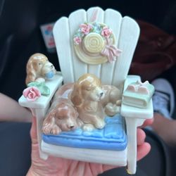 Porcelain Puppy Music Box