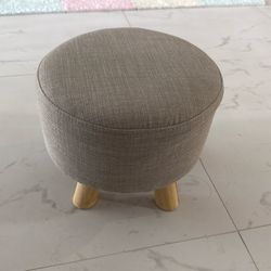 Small Round Ottoman Stool, Gray Fabric