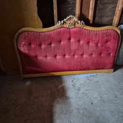 French walnut wood Antique Louis XV Style Full-Size Bed