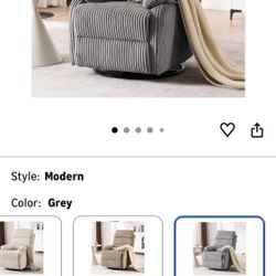 Grey Velvet Corduroy Recliner Chair Lazy Boy