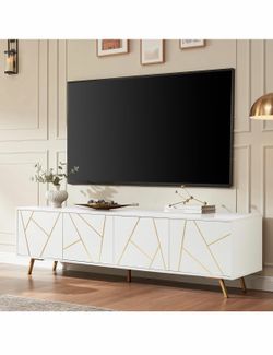 Amazon White and gold TV Console