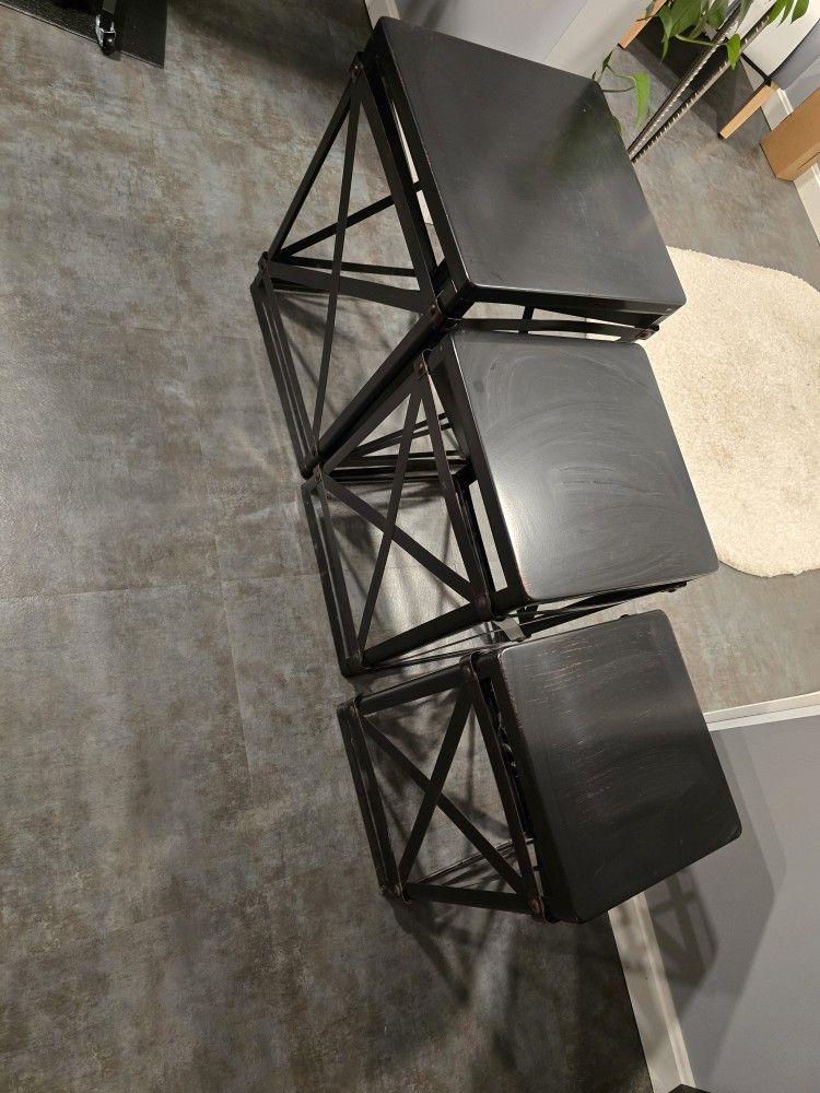 Stackable Set Of 3 Black Tables. Best Offer Takes It