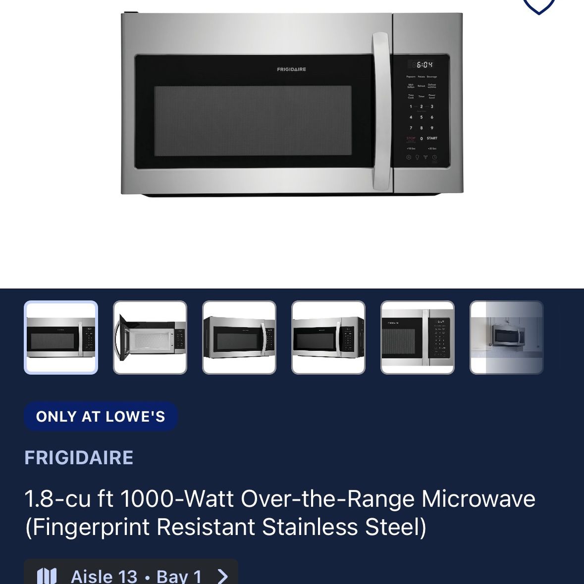 Frigidaire Over-the-Range Microwave 