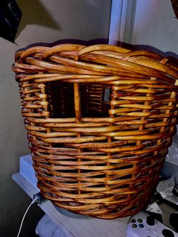 2 Hand Woven Wicker Storage Baskets $40 for both or $25 each
