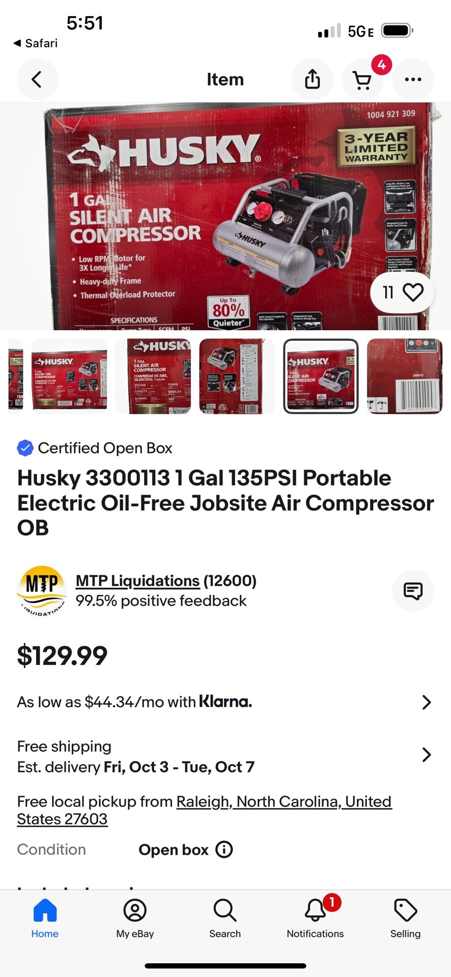 Dewalt Air Compressor. For $350. And Husky 1 Gallon Silence For $100