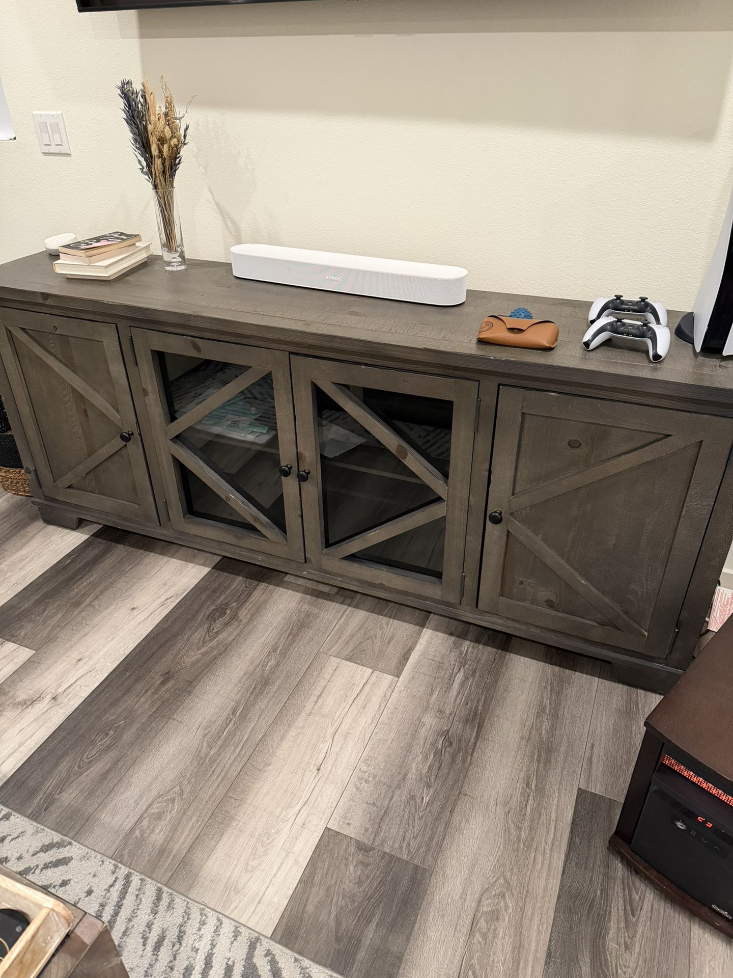Rustic Wood Media Console / TV Stand – Great Condition $325 OBO