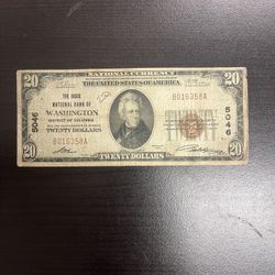 1929 $20 Washington District Of Colombia 