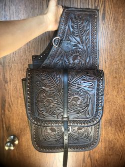 Tooled Leather Saddle Bags