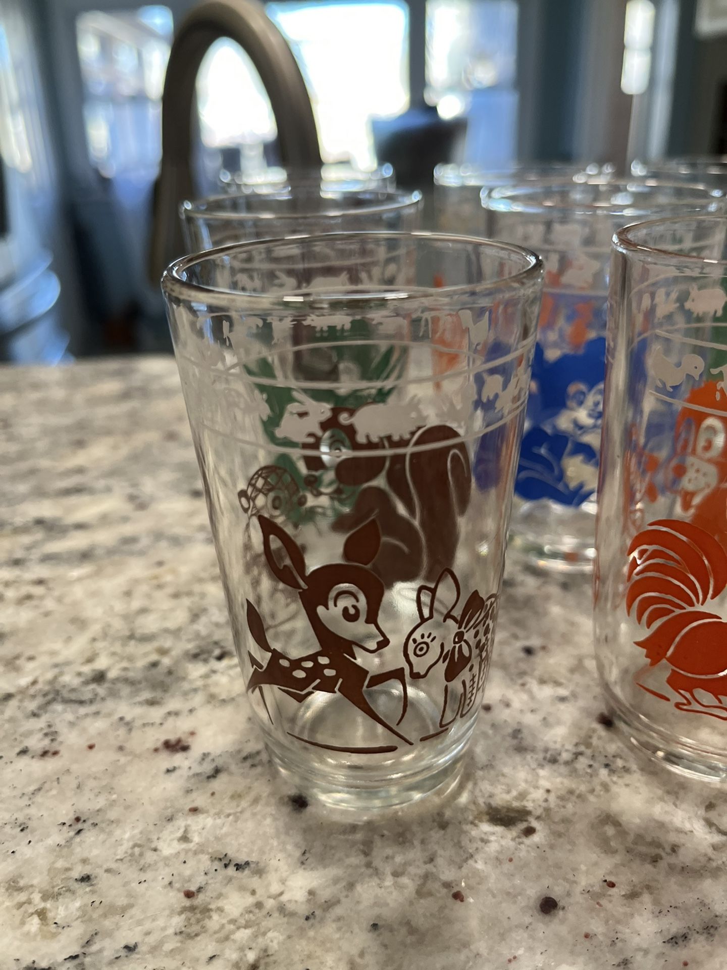 Antique drinking glasses with Disney Characters