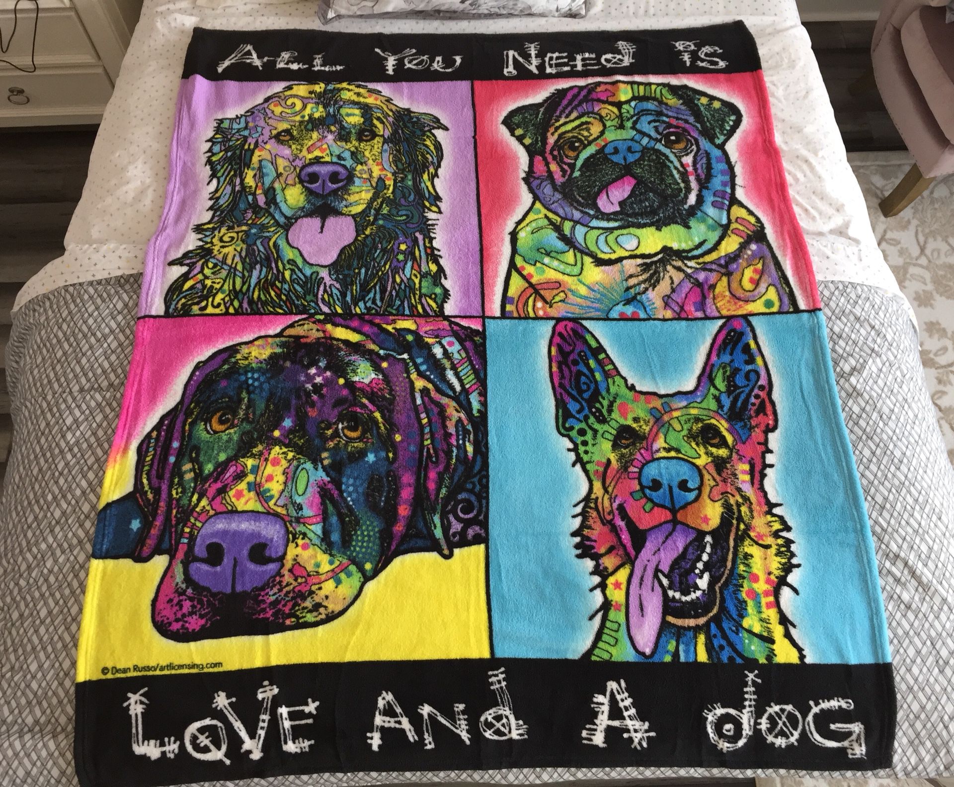 Fleece Throw Blanket ( Dog Art )