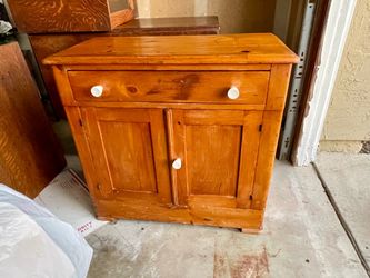 💥 VINTAGE Wood Storage Cabinet / Side Table - Country Pine Cupboard 💥