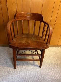 Antique Oak Captain’s Chair - USVA / U.S. Veterans Administration Marked