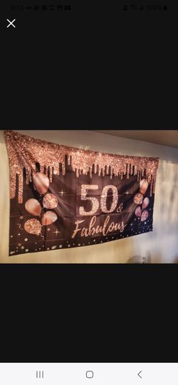 50 & Fabulous Birthday Party Backdrop Banner