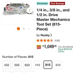 Husky mechanic tools 815 pieces 
