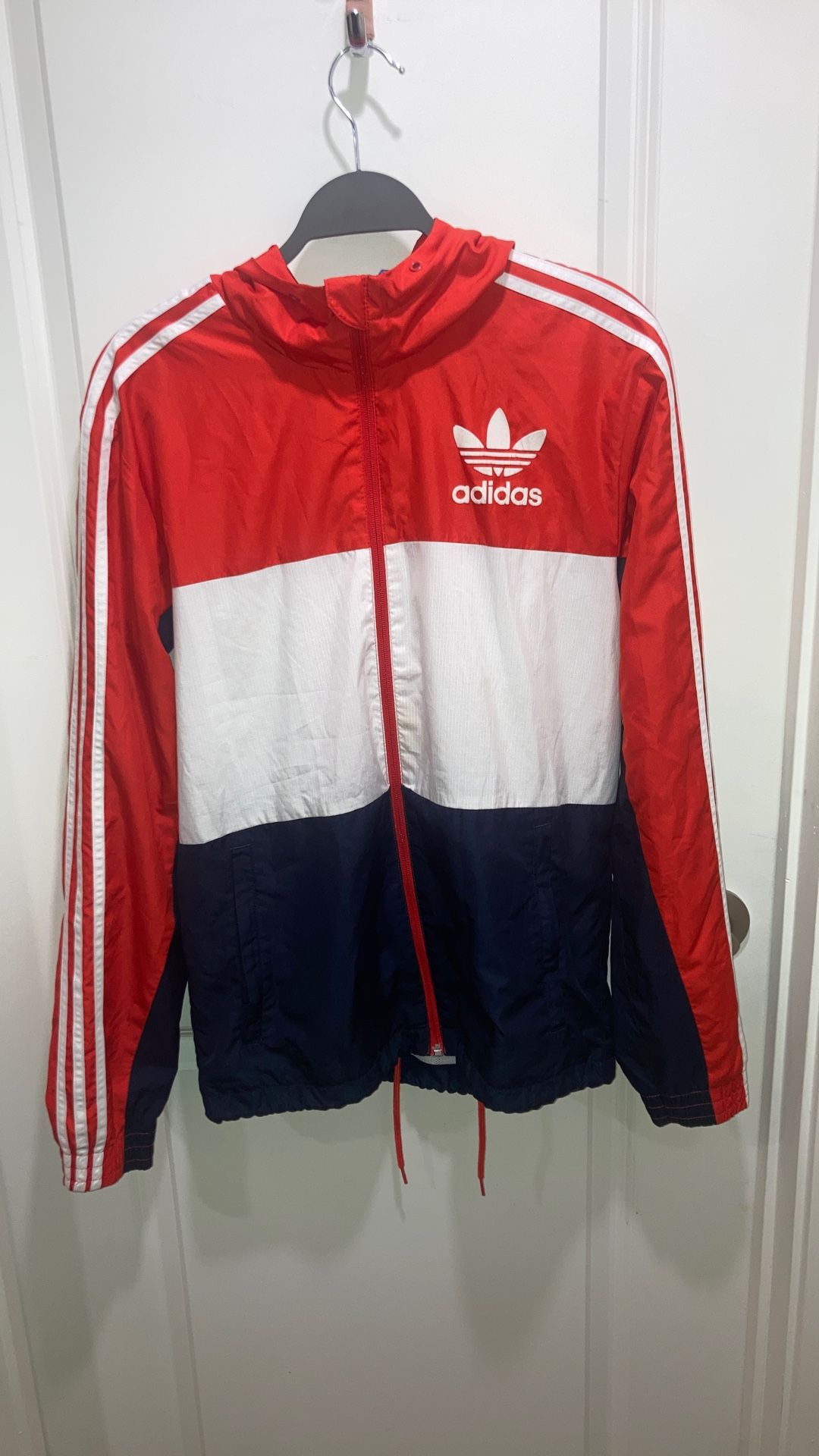 RARE Adidas 3 Stripe Windbreaker Hoodie