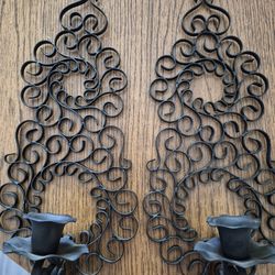 Black wall candle holders