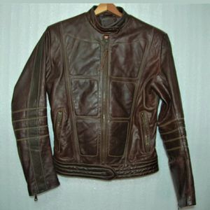 Photo Genuine Leather Unique Design Motorcycle Jacket Brown Small Made in Ecuador