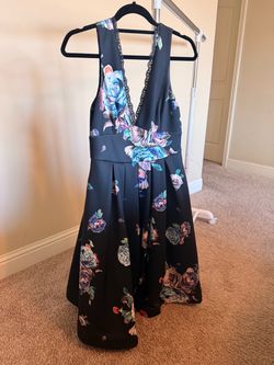 Black Floral Fit and Flare Dress