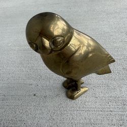 Vintage 1950s Solid Cast Brass Owl MCM Sculpture 7.5” Mid Century Modern